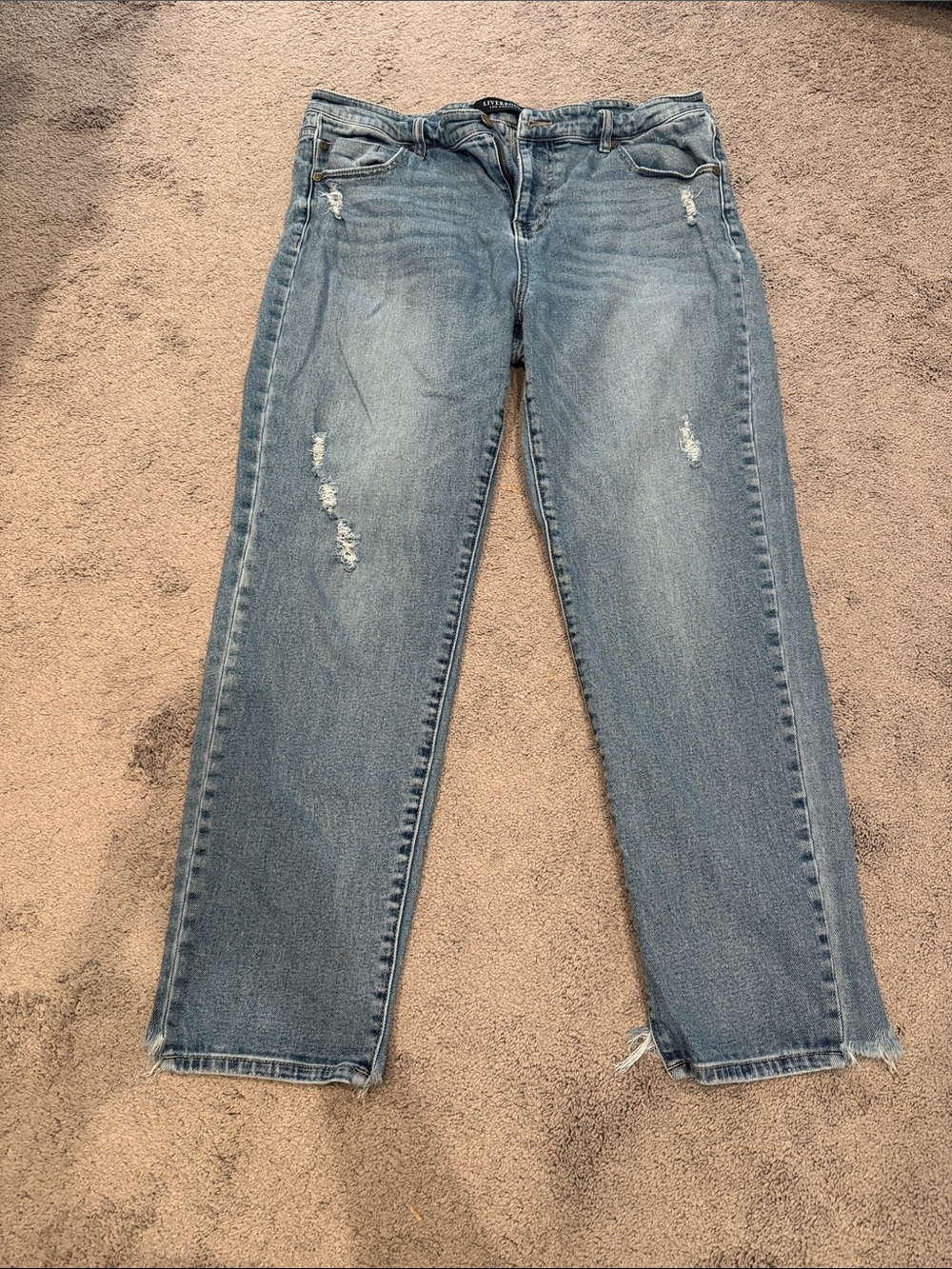 Liverpool Jeans Company Straight Leg Light Blue Distressed Jeans